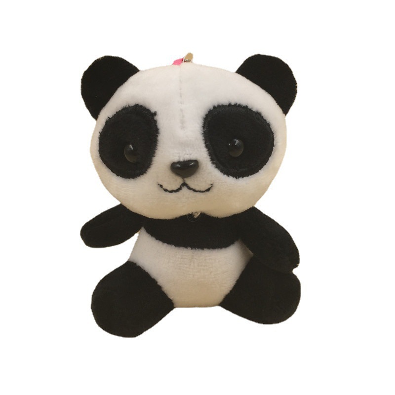 Cute Panda Short Plush Animal Plush Doll Children's Toy Couple Keychain Backpack Mini Pendant Accessories