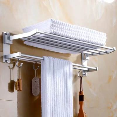 Cross-border bathroom movable folding space aluminum towel rack toilet toilet storage towel rack bathroom hardware pendant