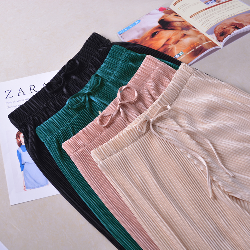 Pleated Wide-leg Pants Women's Pants High Waist Draped Spring and Summer New Loose Casual Pants Chiffon Trousers Ice Silk Ankle-length Pants