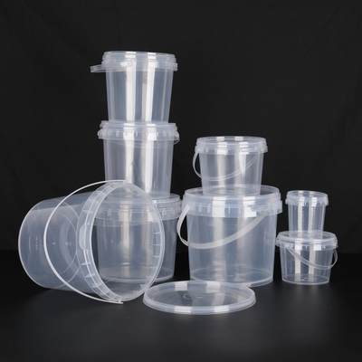 Food Grade Plastic Bucket Portable PP Bucket with Lid Round Thickened Transparent Sealed Storage Toy Packaging Bucket