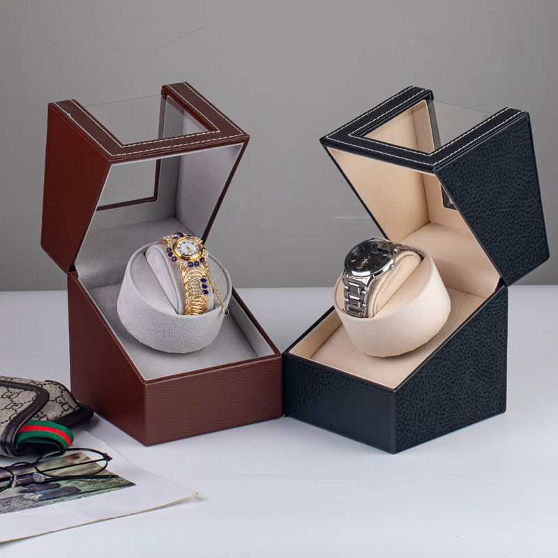 In stock leather mechanical watch shaking device watch Shaker 1-bit electric watch box automatic watch box