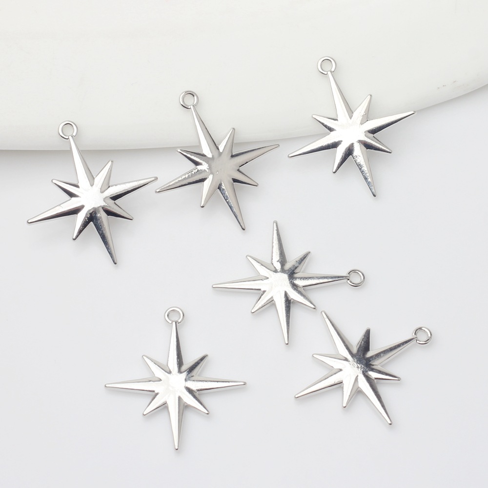 Fashion Korean version of simple alloy plating silver six-pointed star pendant accessories diy jewelry earrings accessories material