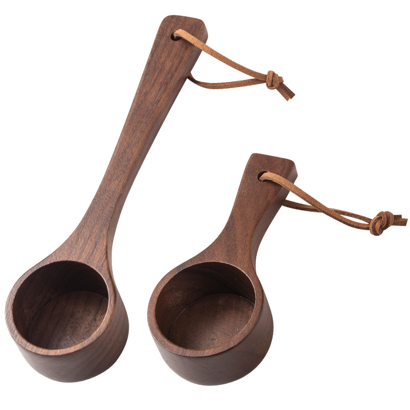 Wooden Coffee Spoon Black Walnut Long Short Handle Coffee Bean Spoon Measuring Spoon Powder Seasoning Measuring Wood Spoon Tea Spoon