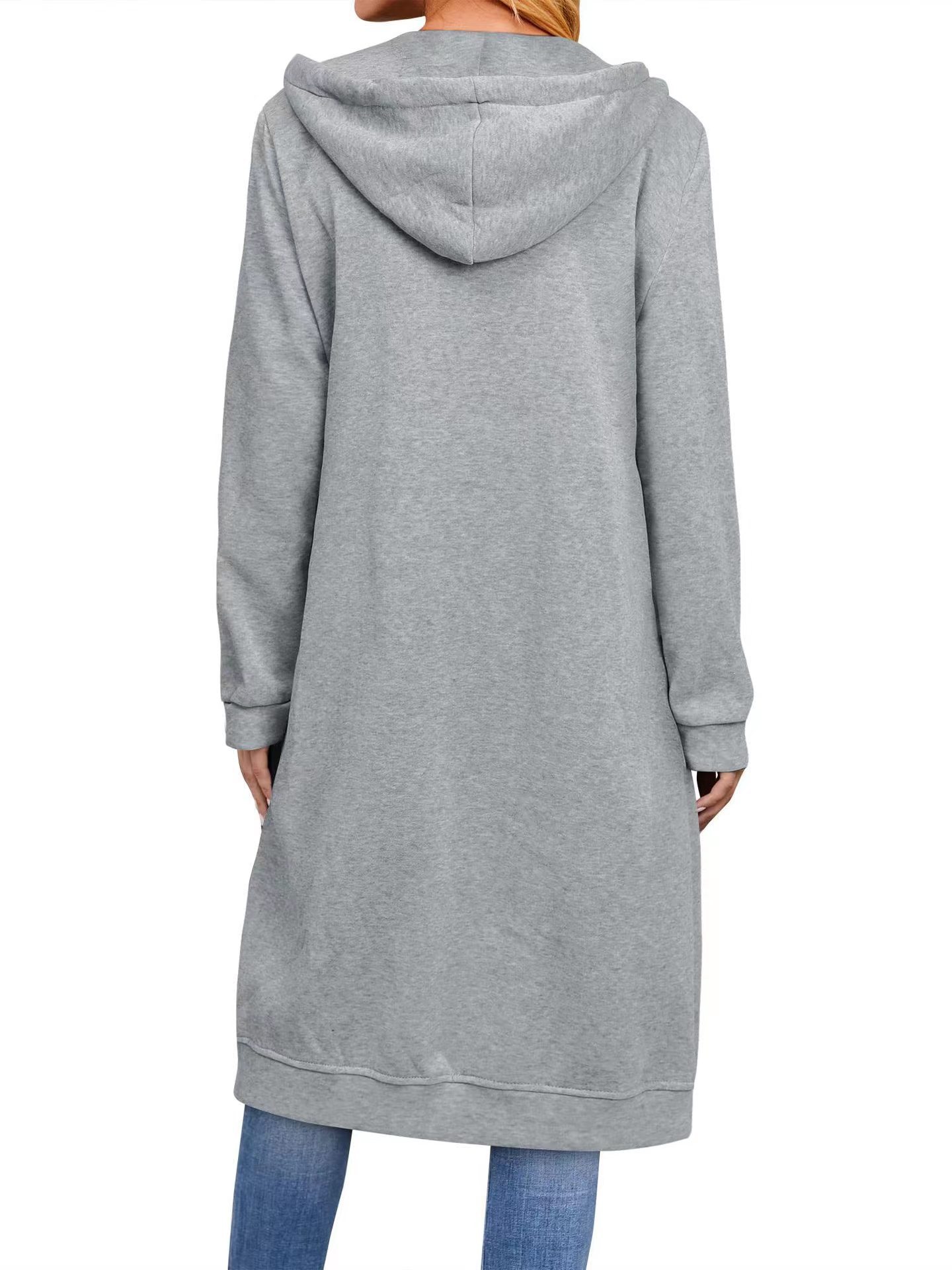 2025 Europe and America Amazon Independent Station Fall/Winter Cross-border New Women's Loose Zipper Long Cardigan Jacket