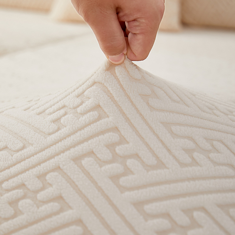 Solid color jacquard sofa hat modern simple non-slip polyester sofa cushion cover sofa cover full set in stock wholesale