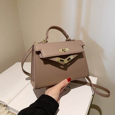 Texture Lock Portable Small Square Bag Women's 2022 New All-match Classic Shoulder Bag PU Fashion Kelly Bag