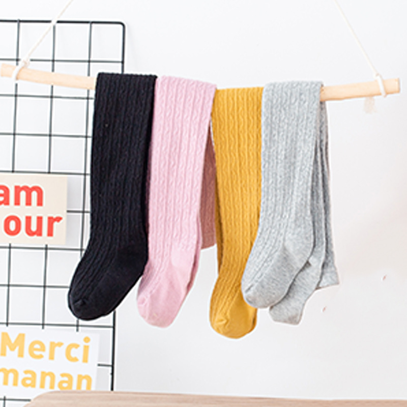 Spring and summer 2025 new girls leggings Korean solid color hemp pattern children's socks infant pantyhose