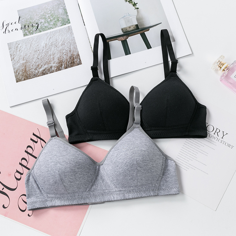 Young girl's small breast development period junior high school students Senior High School students cotton underwear without steel ring zero bondage thin bra
