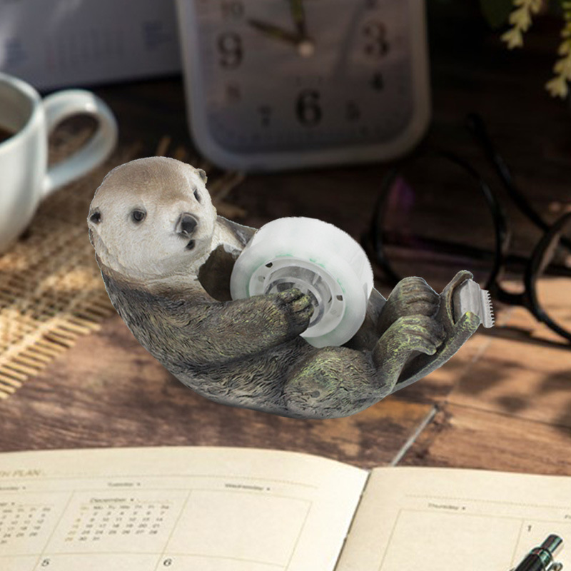 Cross-border new creative office desktop stationery cute otter-shaped resin tape holder cutter birthday gift