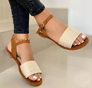 Cross-border foreign trade 2021summer new flat 40-43 plus size buckle casual Sandals for women Sandals