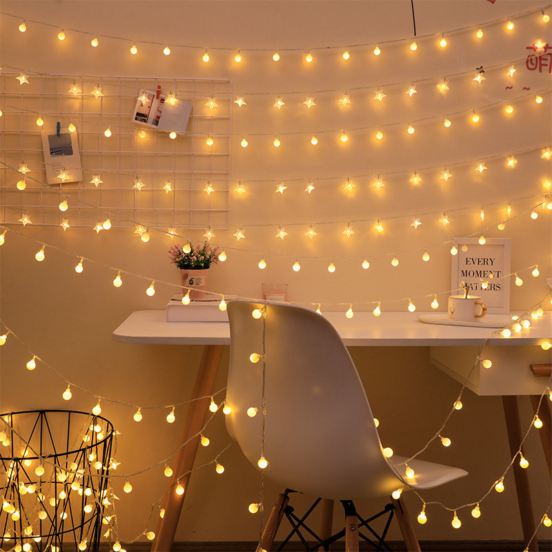 Solar string lights Christmas holiday outdoor camping tent canopy wedding decoration star lights round ball lights wholesale