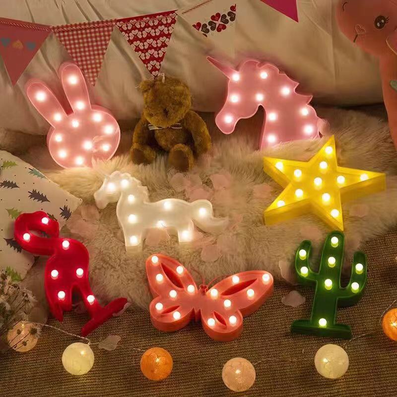 INS Flamingo modeling light children's room bedroom bedside remote control Night Light led Christmas tree holiday modeling light