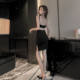 Summer Girl's Nightclub Women's Sexy Backless Skirt Split Sexy Temptation Bed Slip Skirt Small Black Skirt
