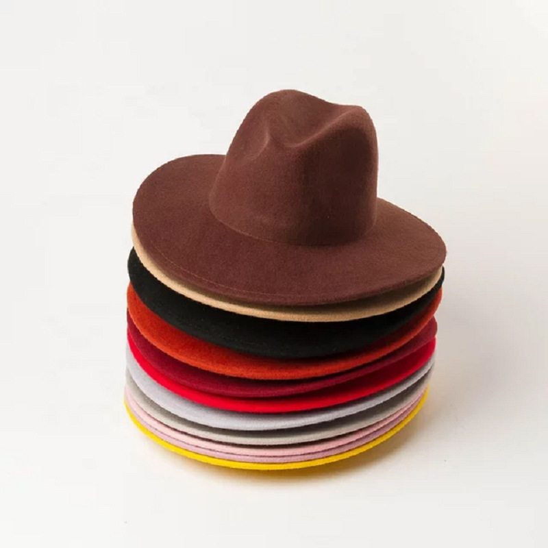 European and American Spring Autumn Winter Black Jazz Hat Children British Retro Flat Wool Felt Hat All-Match Thickened High Quality Top Hat
