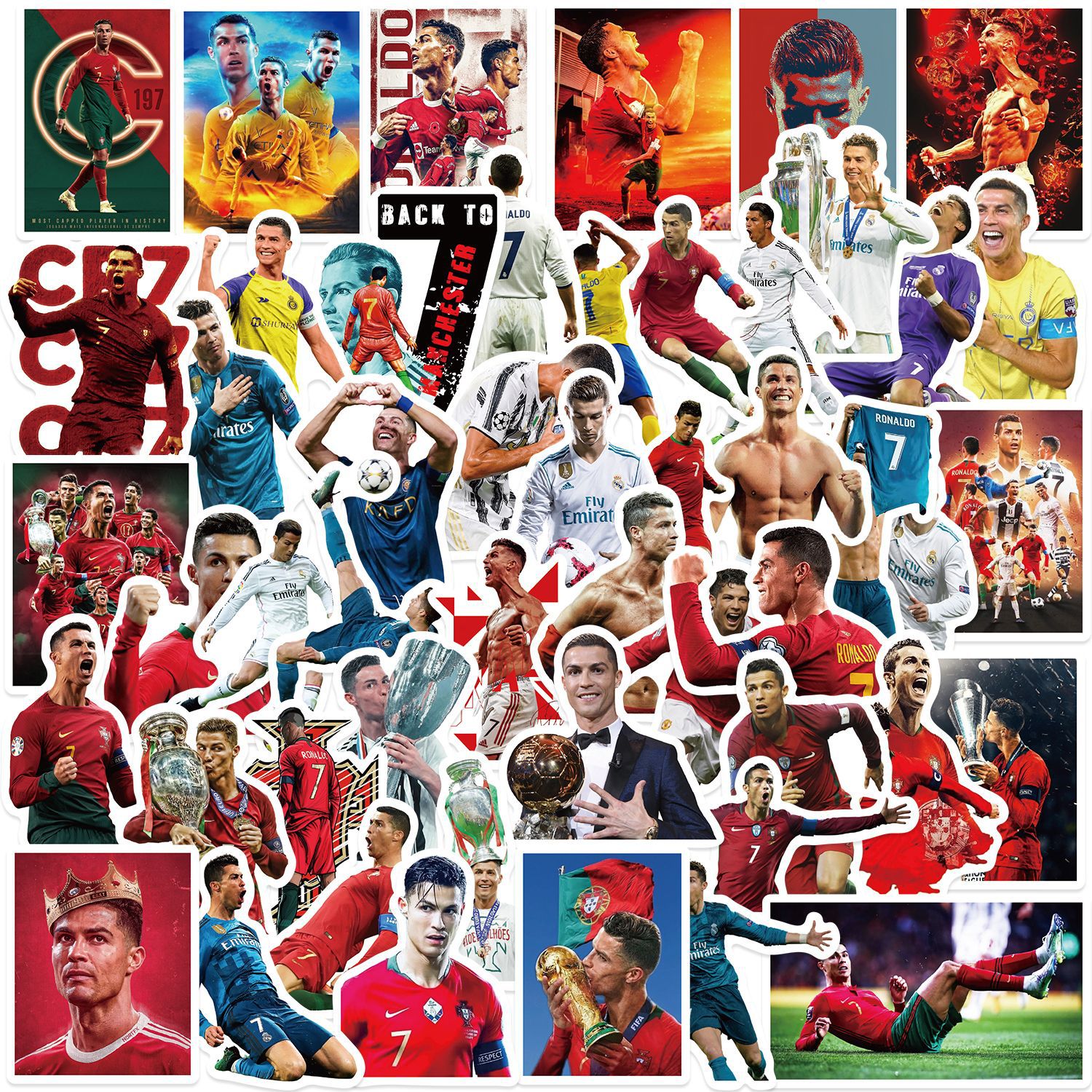 50 football stars C Luo graffiti stickers guitar notebook luggage DIY waterproof stickers cross-border wholesale