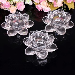 Lotus Candlestick Glass Bar Stage Western Restaurant Sesame Oil Lamp Transparent Candle Holder for Buddha Lamp Butter Lamp