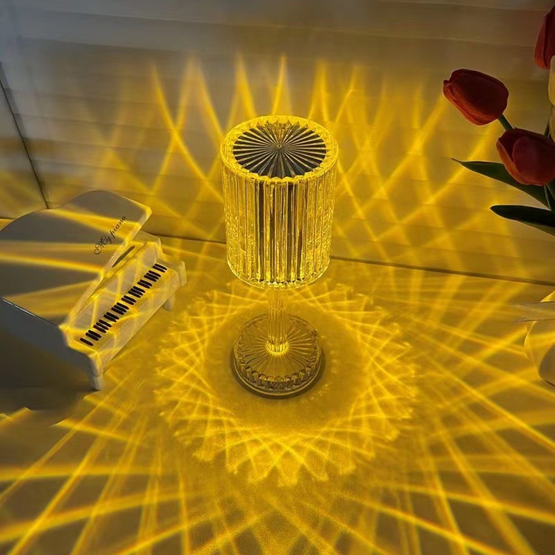 Gatsby remote control crystal lamp ins style bedroom bedside line atmosphere lamp RGB diamond touch rechargeable table lamp