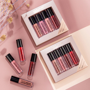 handaiyan cross-border lip glaze 4 sets Matte Pearlescent mirror lip gloss combination is not easy to fade foreign trade makeup