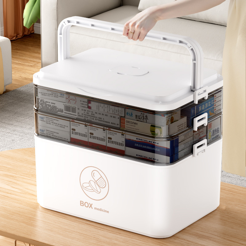 Household Large Medicine Box Plastic Multi-layer Crate Medicine Storage Box Portable Home Emergency Portable First Aid Medicine Box