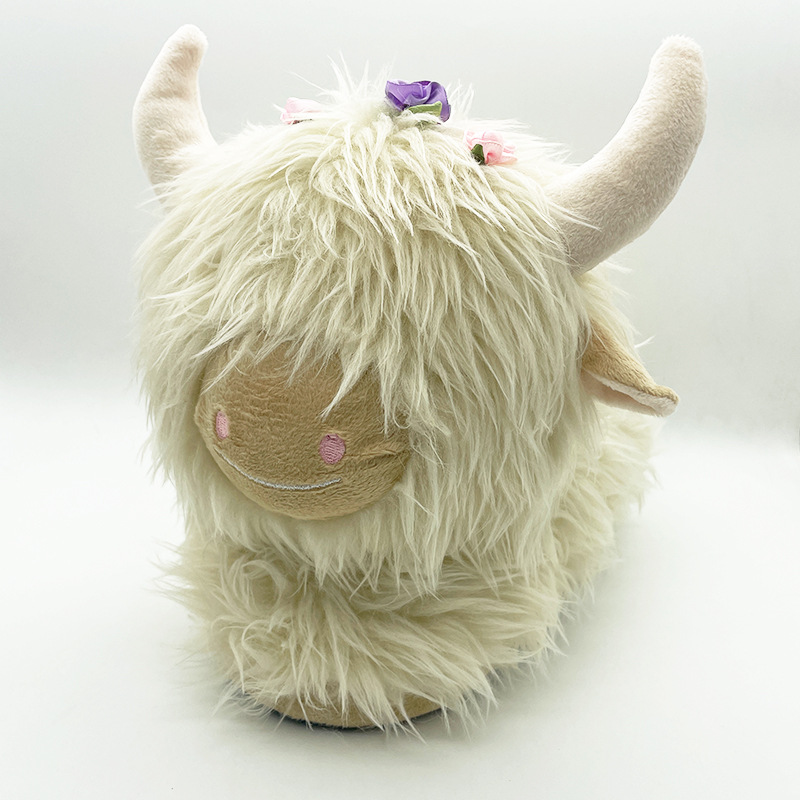 In stock cross-border hot sale Highland Cow Slippers Cow flower Scottish yak plush winter cotton shoes_voghion.com