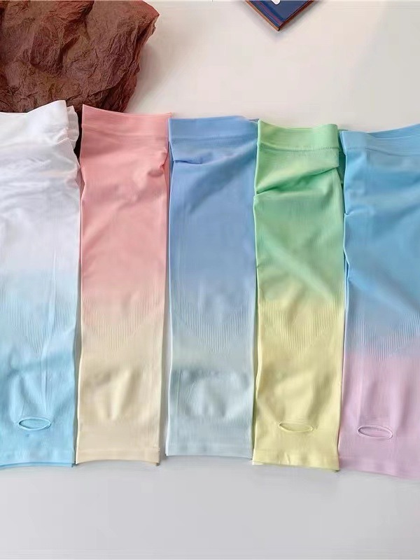 Gradient Color Sunscreen Colorful Ice Sleeves Women's Summer Ice Silk Sleeves Double Color UV Protection Arm ins Fashionable Ice Sleeves