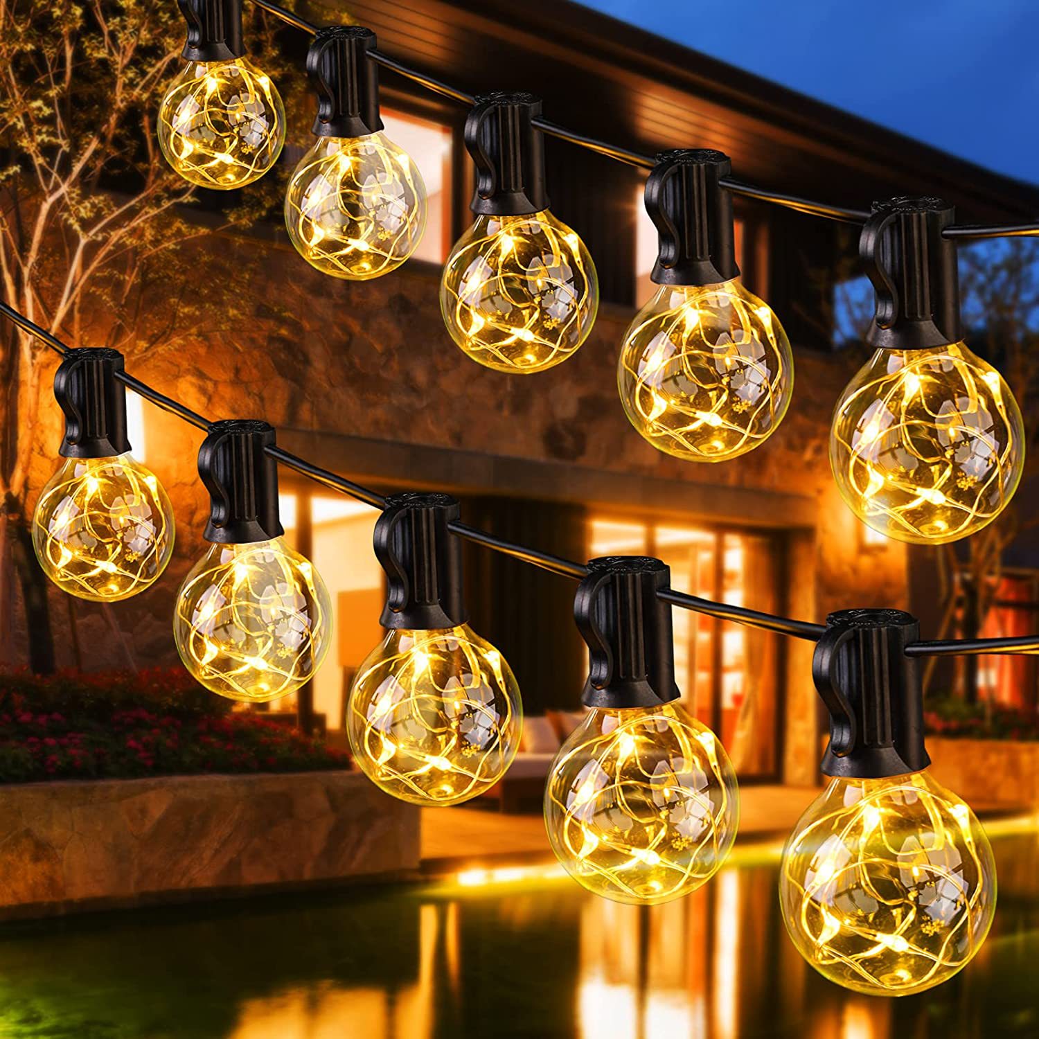 Direct supply solar light string glass plastic G40LED Christmas tree light garden decorative light g40 light string can be sent on behalf