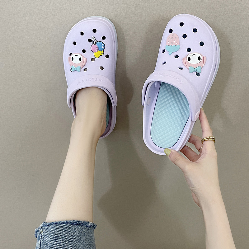 eva hole shoes women's summer cute outerwear girl's trendy non-slip nurse office bag beach toe sandals wholesale