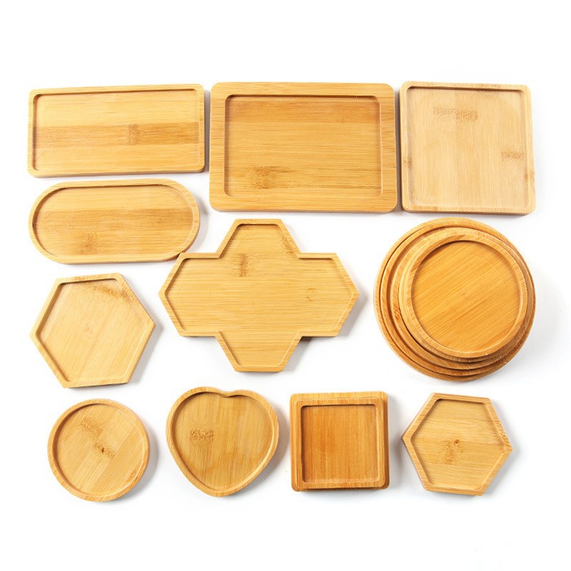 Cross-border Bamboo Coaster Placemat Flower Pot Mat Round Rectangular Shaped Multi-size Tea Coaster DIY Coaster