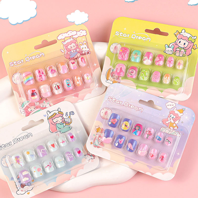 Children's Cartoon Nail Stickers Baby Toy Nail Chips Finger Wear Nails New Cute Princess Self-Adhesive Nail Art Stickers