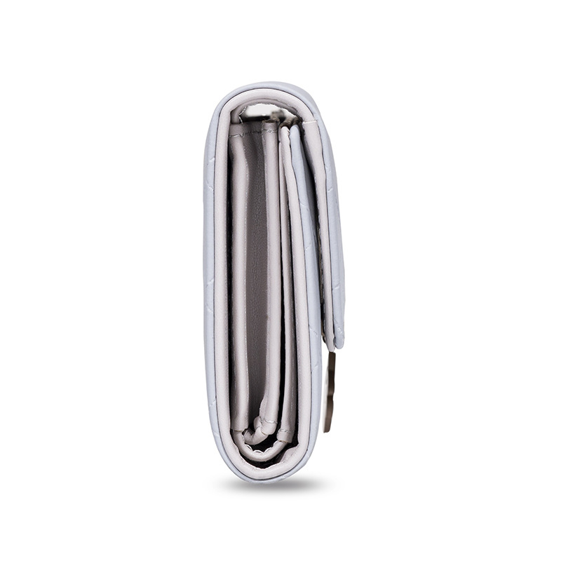 Women's Mid-length wallet summer new PU fresh rhombus personality leaf pendant tri-fold bag women's clutch