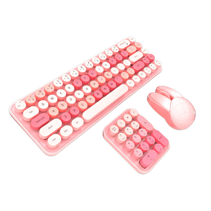 Ferris hand I Bean wireless keyboard and mouse suit small portable girl cute office notebook round key retro