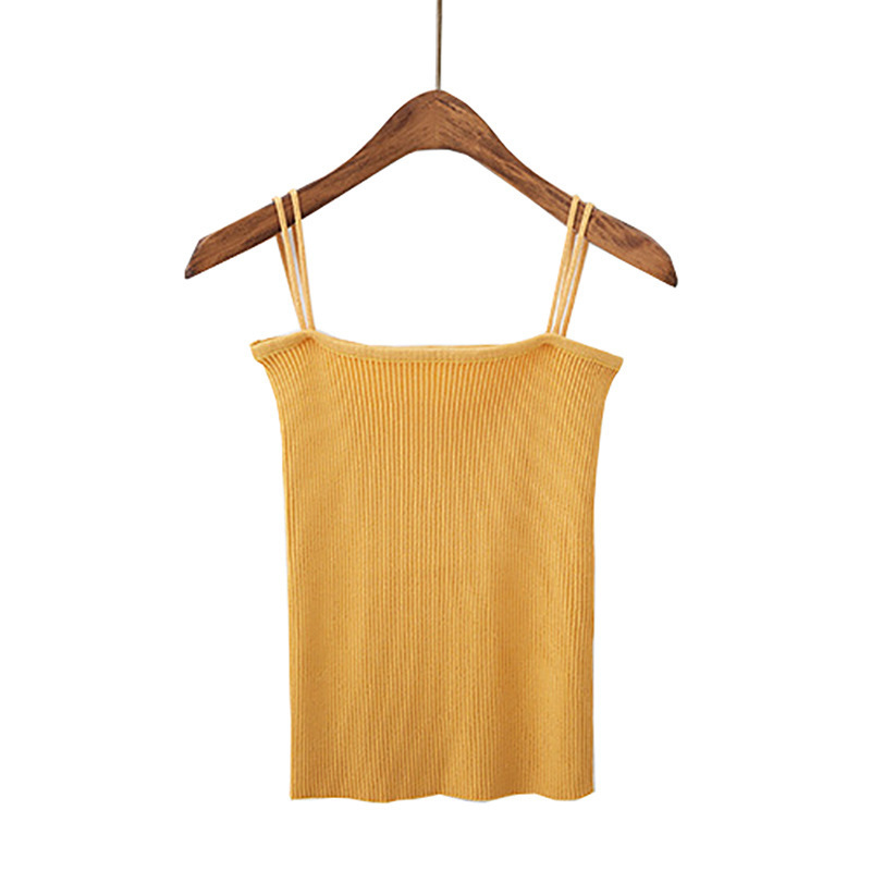 Spring and Summer Base Knitted Camisole Women's Outer Wear Korean Style Fresh Style Student Slim-fit Solid Color Inner Top
