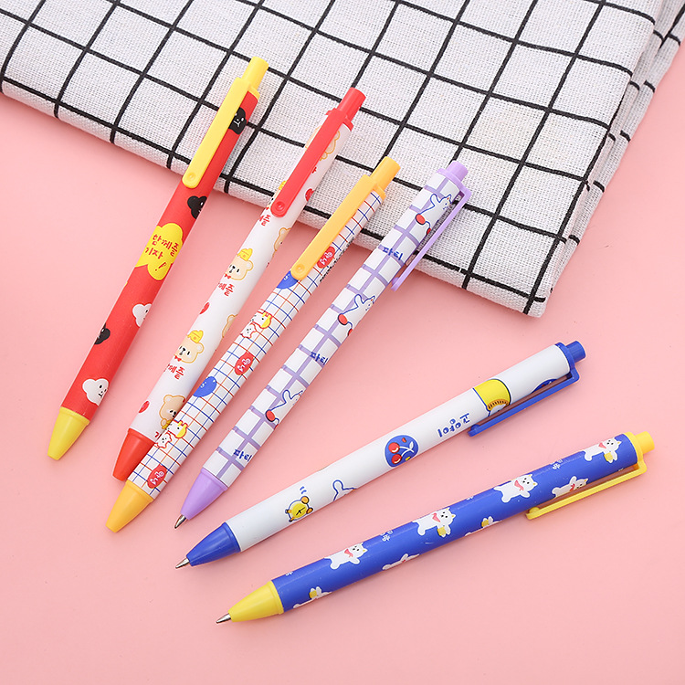 高颜值按动中性笔创意动物集市水笔可爱文具学生按压笔办公签字笔