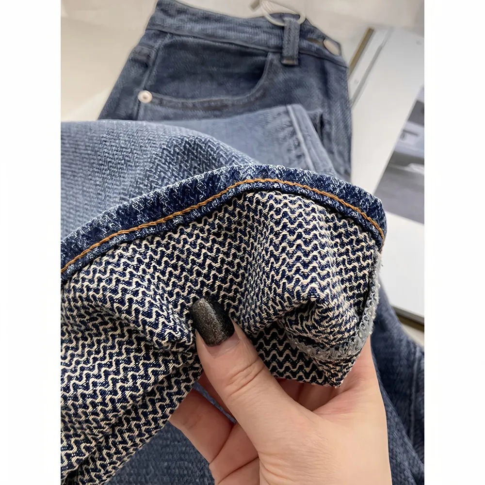 American Style Retro Blue Straight Jeans Women's Spring and Autumn 2025 Design High Waist Loose Wide Leg Long Pants