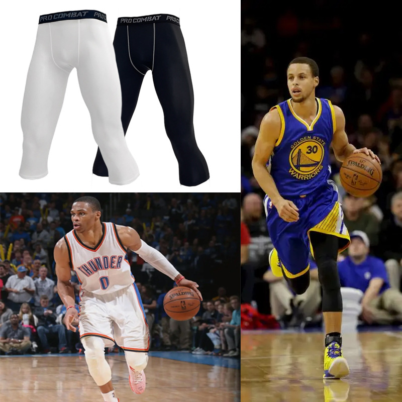Tight trousers Men's Fitness clothes five-point high elastic quick-drying running seven-point one-leg Sports Basketball bottoming training stockings
