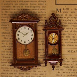 12 points miniature doll house accessories scene props play house toys retro Roman clock living room ornaments hanging clock