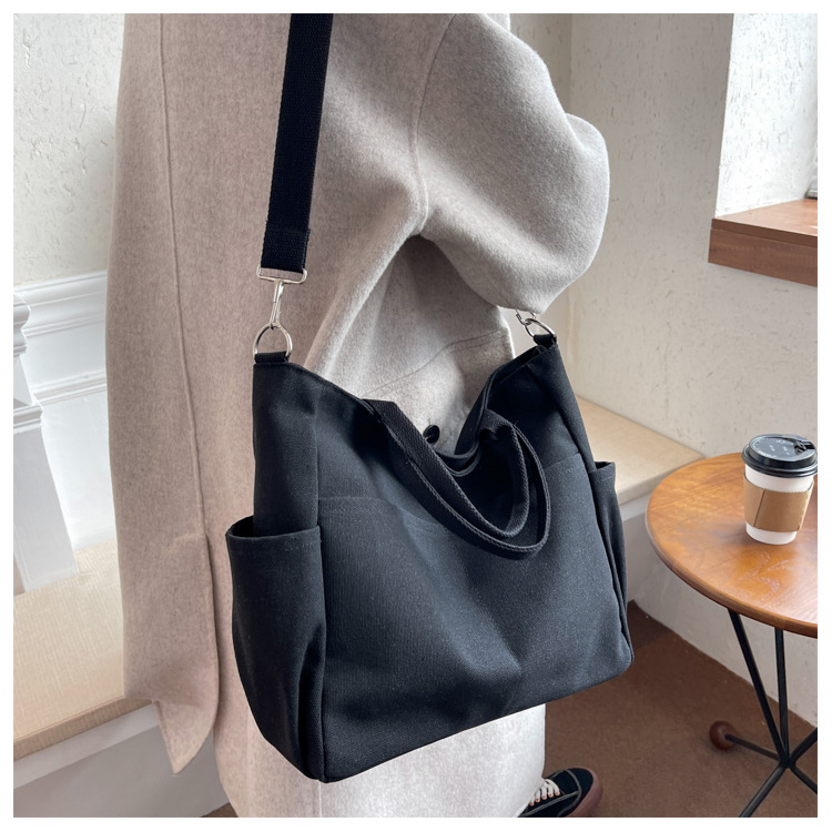 Damentasche Großhandel Große Kapazität Trendy Modische Canvas Tasche Koreanische Ins Style Retro Einfache Pendeln Casual Umhängetasche_voghion.com