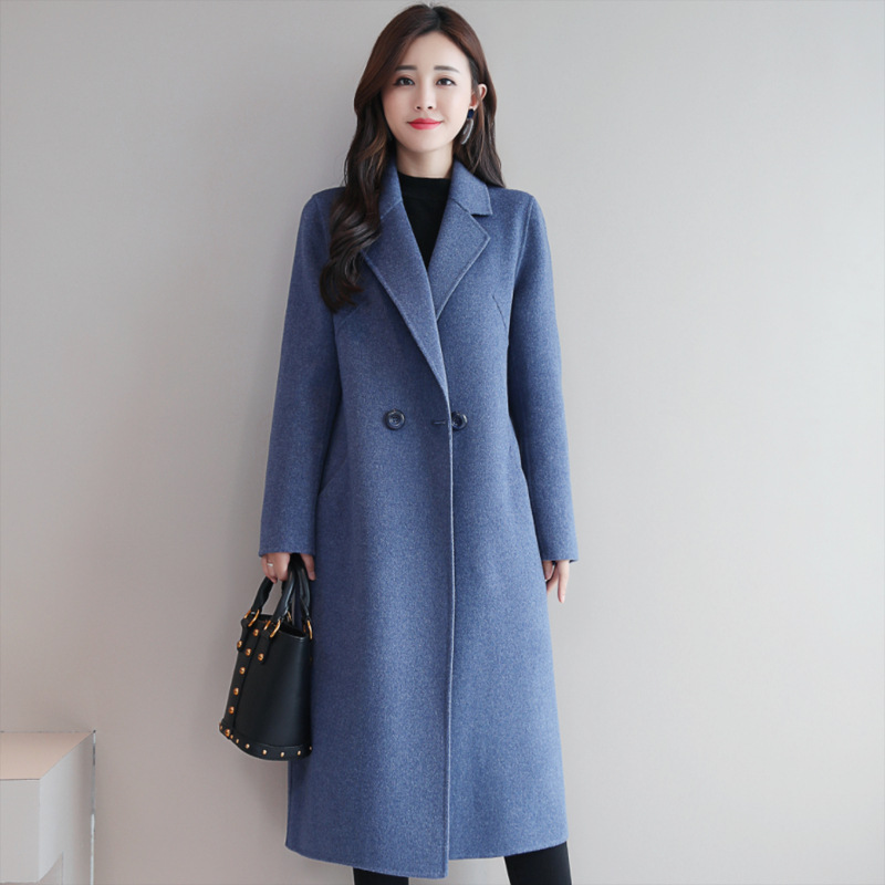 new Korean style loose coat mid-length thickened woolen coat women's autumn and winter suit collar large_voghion.com