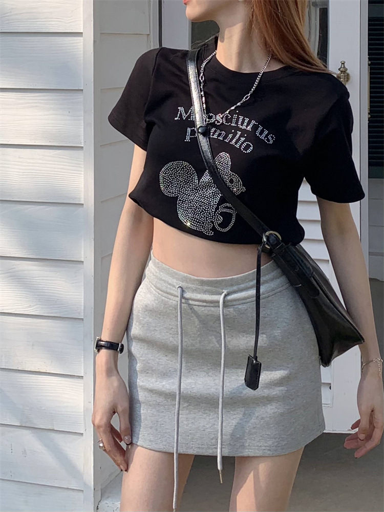 Drawstring skirt high waist anti-exposure pure desire style 2024 Summer sexy slimming casual sheath culottes