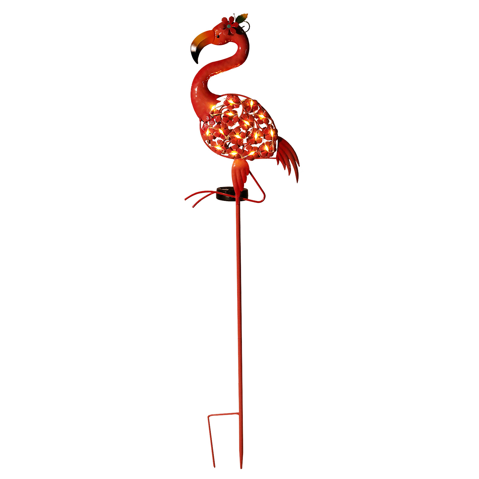 Amazon new outdoor solar Flamingo iron ground lamp garden lawn lamp garden decoration crafts