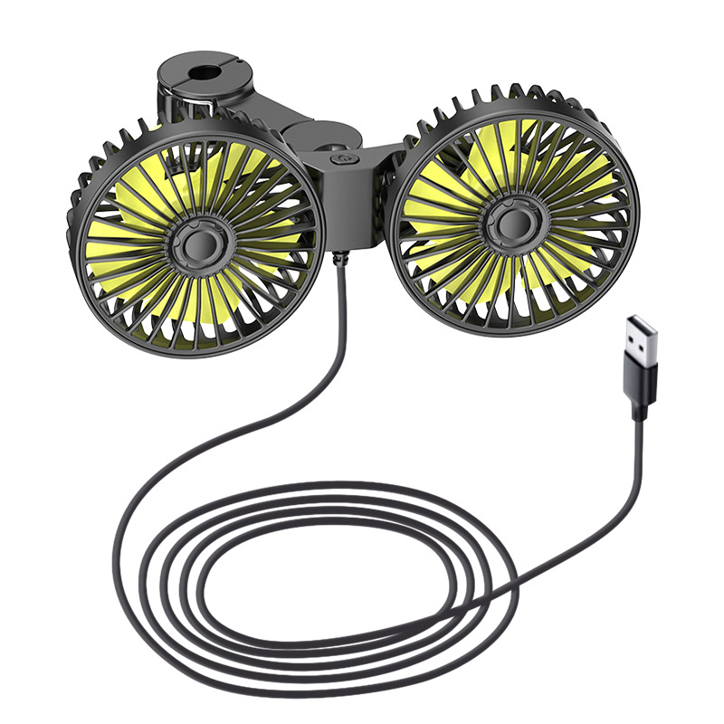 Car supplies car fan strong 12V24V universal car rear seat back USB interface double-headed electric fan
