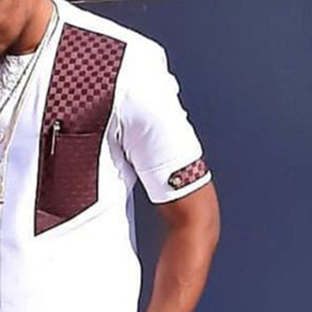 2022 New Foreign Trade Youth Cotton Casual African Style White Lapel Summer Ordinary Men's Suit 861531