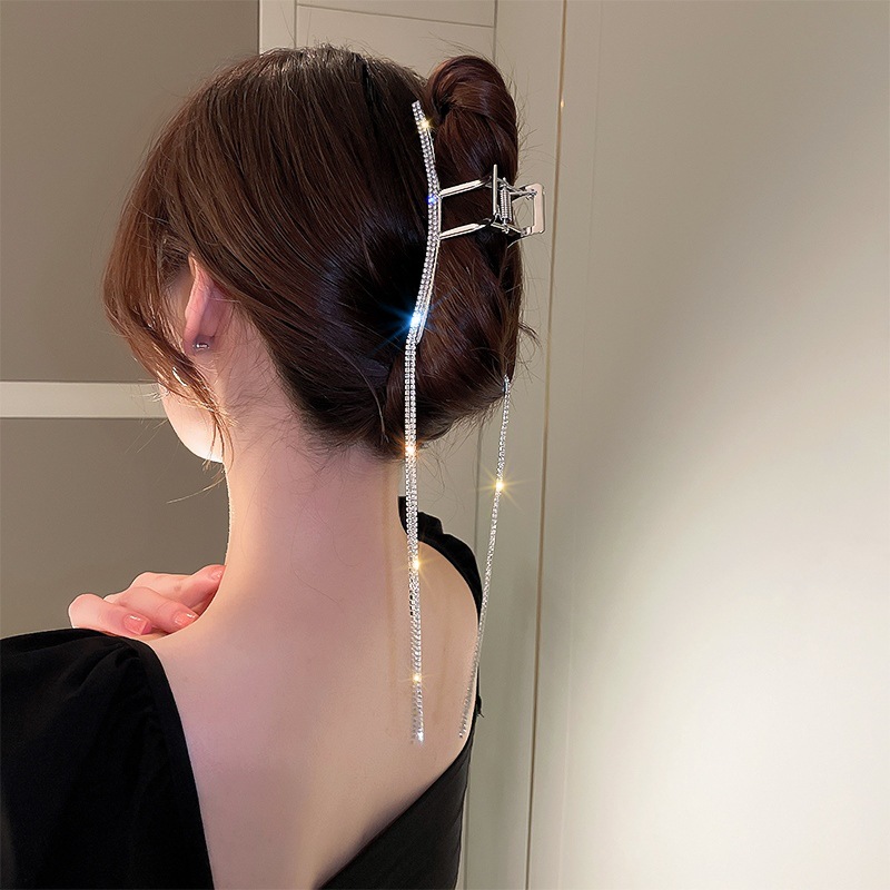 Tassel Grab Clip Women's Head Hairpin 2022 New Summer Internet Celebrity High Sense Large Shark Clip Headwear_voghion.com