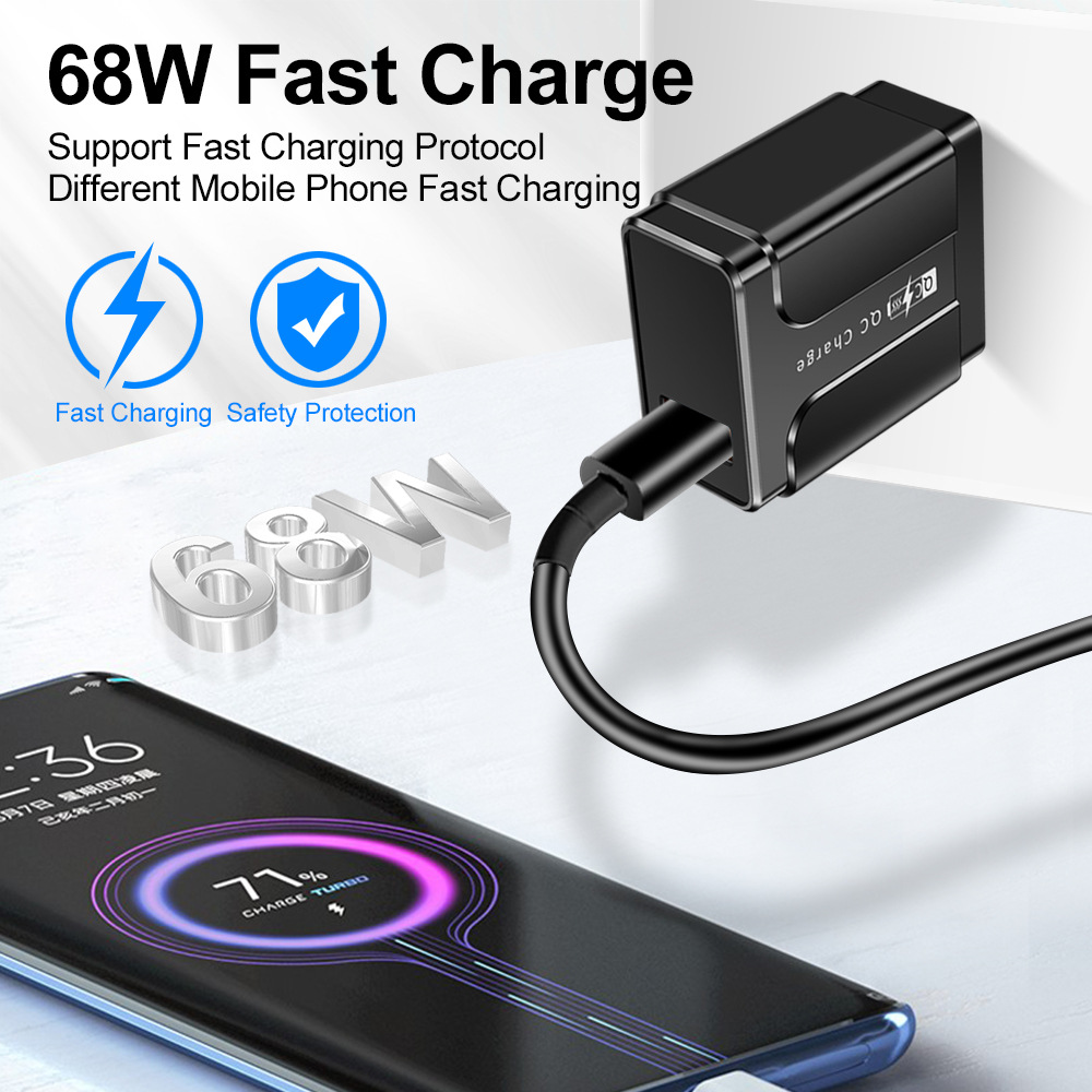 68W support super fast charging mobile phone charger European and American British, Australian and Korean standard charging head suitable for Huawei super flash charging