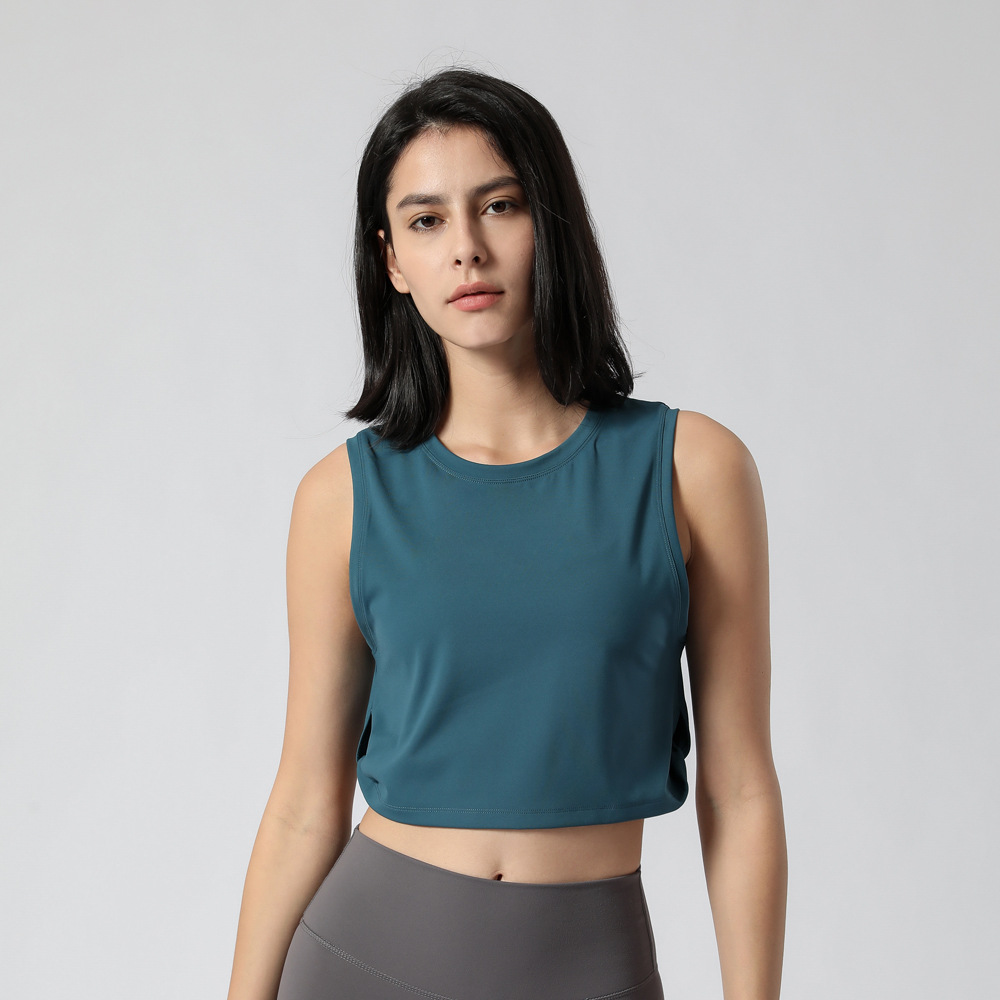 2023 New Yoga Sports Vest Women's European and American Loose Fitness Vest Women's Comfortable Without Chest Pad