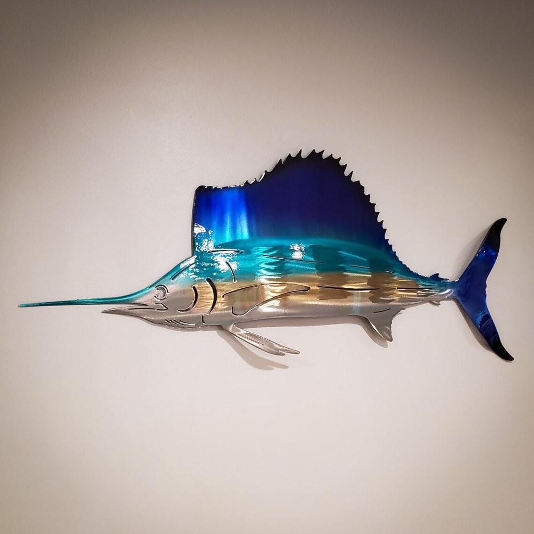 Supply cross-border foreign trade independent station metal art indoor jellyfish swordfish turtle indoor home accessories crafts