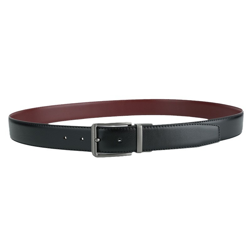 Men's leather belt double-sided rotatable pin buckle belt Belt Network popular cross-border leather belt men