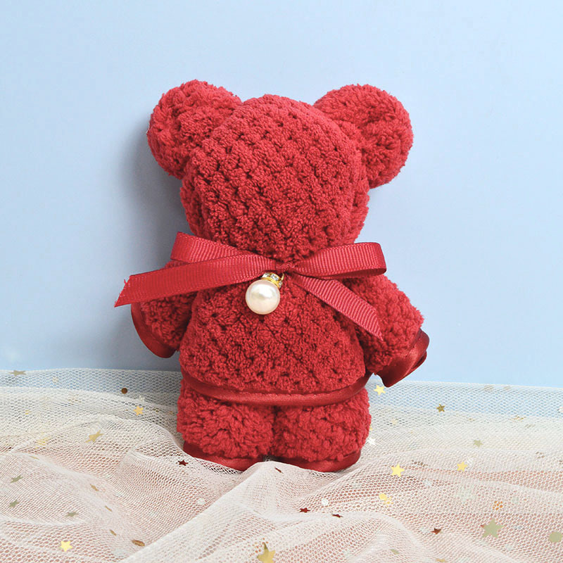 Bear towel with hand gift wedding wedding candy supplies red children's teachers Mid-Autumn Festival gift items wholesale