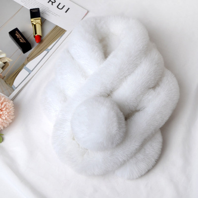 Imitation Rex Rabbit Fur Scarf Women's Autumn and Winter Neck Set Thickened Warm Three-Tube Scarf Imitation Wrasse Rabbit Fur Scarf