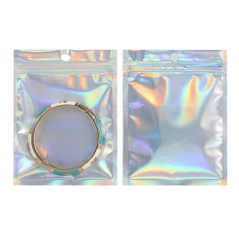 Laser ziplock bag nail eyelash jewelry packaging bag flash Yin and Yang bone bag bar aluminum foil sealed bag wholesale